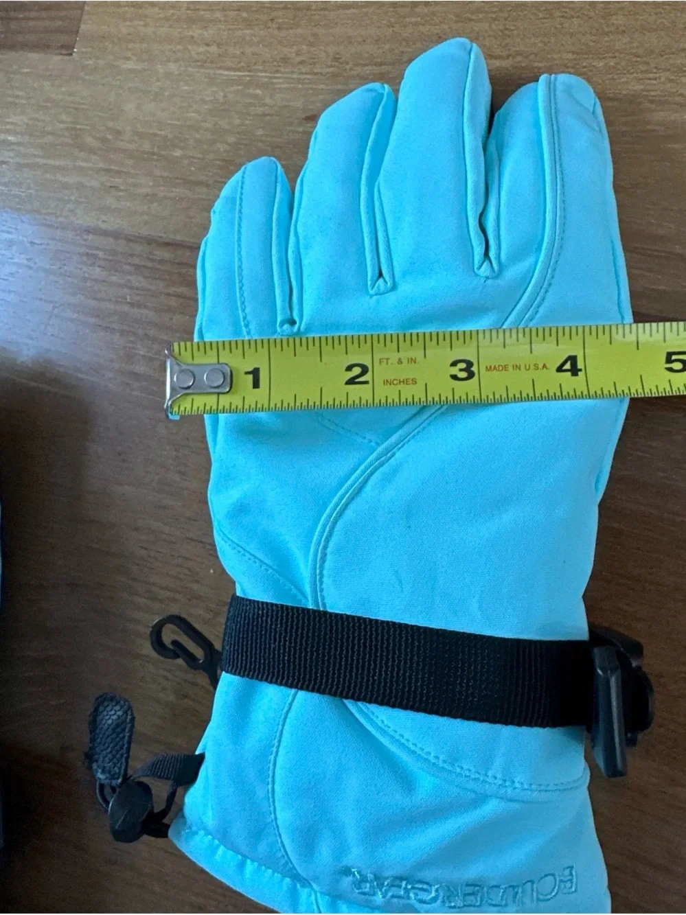 Kids Turquoise Winter Gloves with Adjustable Strap
